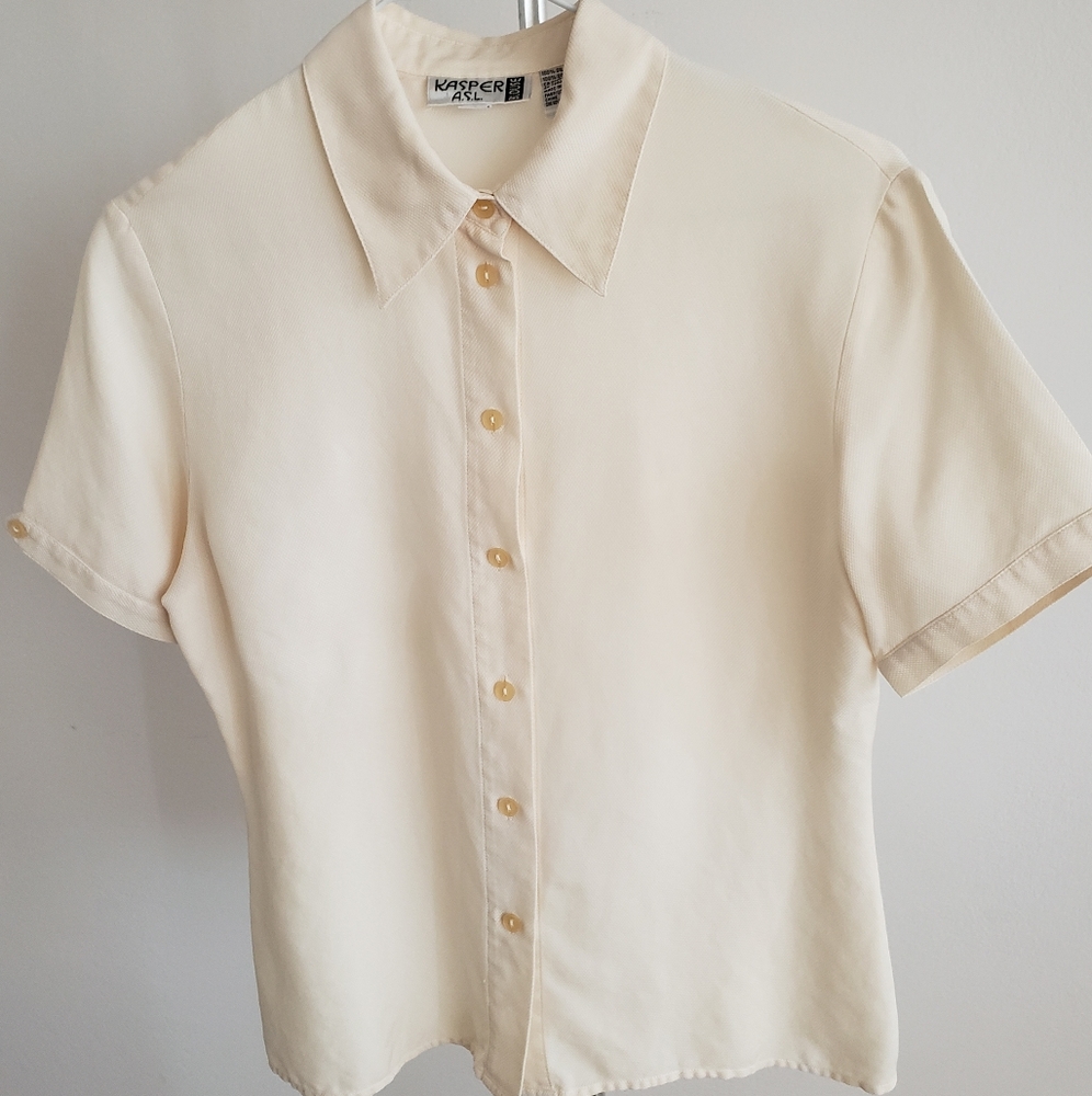 Kasper 100 % silk beige/ cream blouse